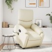 Sillón de masaje elevable eléctrico cuero sintético crema