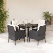 Set de muebles jardín 5 pzas con cojines ratán sintético negro