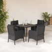 Set de muebles jardín 5 pzas con cojines ratán sintético negro