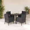 Set de muebles jardín 5 pzas con cojines ratán sintético negro