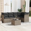 Set de muebles de jardín 6 pzas y cojines ratán sintético gris