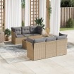 Set sofás de jardín 7 piezas y cojines ratán sintético beige