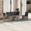 Set de muebles de jardín 6 pzas y cojines ratán sintético gris