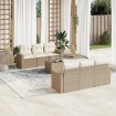 Set sofás de jardín 7 piezas y cojines ratán sintético beige