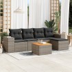 Set de muebles de jardín 6 pzas y cojines ratán sintético gris