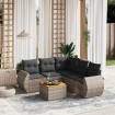 Set de muebles de jardín 6 pzas y cojines ratán sintético gris