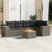 Set de muebles de jardín 6 pzas y cojines ratán sintético gris