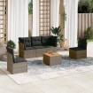 Set de muebles de jardín 6 pzas y cojines ratán sintético gris