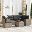 Set de muebles de jardín 6 pzas y cojines ratán sintético gris