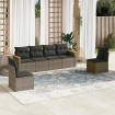 Set de muebles de jardín 6 pzas y cojines ratán sintético gris