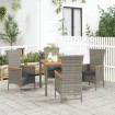 Set comedor de jardín 5 piezas con cojines ratán sintético gris