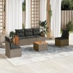 Set de muebles de jardín 6 pzas y cojines ratán sintético gris