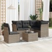 Set de muebles de jardín 6 pzas y cojines ratán sintético gris