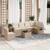 Set sofás de jardín 7 piezas y cojines ratán sintético beige