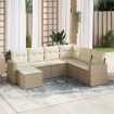 Set sofás de jardín 7 piezas y cojines ratán sintético beige