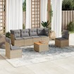 Set sofás de jardín 7 piezas y cojines ratán sintético beige