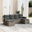 Set de muebles de jardín 6 pzas y cojines ratán sintético gris