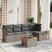 Set de muebles de jardín 6 pzas y cojines ratán sintético gris