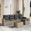 Set de muebles de jardín 6 pzas y cojines ratán sintético gris