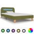 Estructura de cama con LED tela verde 90x200