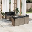 Set de muebles de jardín 6 pzas y cojines ratán sintético gris