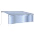 Toldo automático persiana LED sensor viento azul blanco 4,5x3