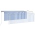 Toldo automático persiana LED sensor viento azul blanco 4,5x3