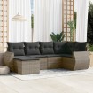 Set de muebles de jardín 6 pzas y cojines ratán sintético gris