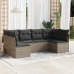 Set de muebles de jardín 6 pzas y cojines ratán sintético gris