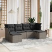 Set de muebles de jardín 6 pzas y cojines ratán sintético gris