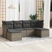 Set de muebles de jardín 6 pzas y cojines ratán sintético gris