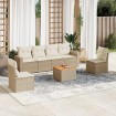 Set sofás de jardín 7 piezas y cojines ratán sintético beige