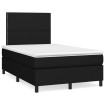 Cama box spring con colchón y luces LED tela negro 120x190 cm