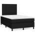 Cama box spring con colchón y luces LED tela negro 120x190