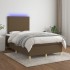 Cama box spring con colchón y LED tela marrón oscuro 120x190