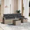 Set de muebles de jardín 6 pzas y cojines ratán sintético gris