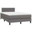 Cama box spring con colchón LED cuero sintético gris 120x190 cm