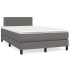 Cama box spring con colchón LED cuero sintético gris 120x190