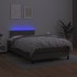 Cama box spring con colchón LED cuero sintético gris 120x190