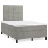 Cama box spring colchón y LED terciopelo gris claro 120x190