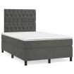 Cama box spring colchón y LED terciopelo gris oscuro 120x190 cm