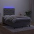 Cama box spring colchón y LED terciopelo gris oscuro 120x190