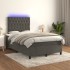 Cama box spring colchón y LED terciopelo gris oscuro 120x190