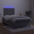 Cama box spring colchón y LED terciopelo gris oscuro 120x190