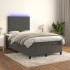 Cama box spring colchón y LED terciopelo gris oscuro 120x190