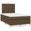 Cama box spring con colchón y LED tela marrón oscuro 120x190 cm