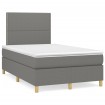 Cama box spring con colchón y LED tela marrón oscuro 120x190 cm