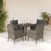 Set comedor de jardín 5 piezas con cojines ratán sintético gris