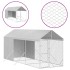 Perrera de exterior con toldo acero galvanizado plata 2x6x2,5