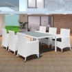 Set de comedor de jardín 7 piezas ratán sintético blanco crema